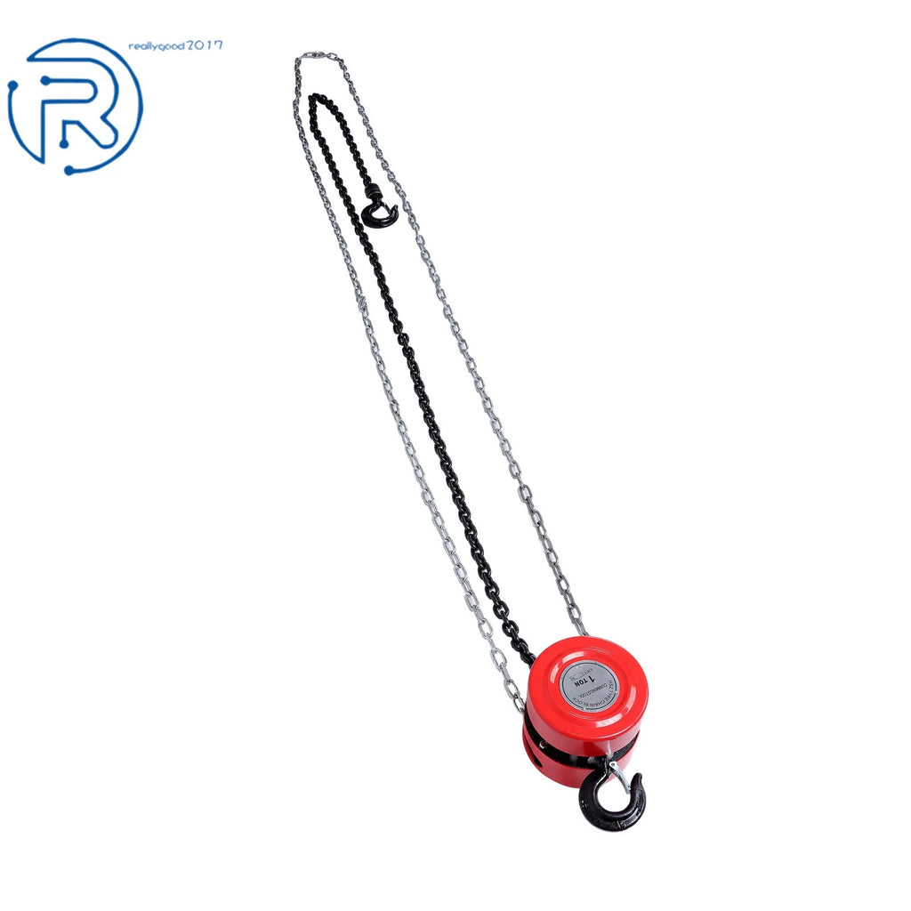 1 Ton Manual Chain Hoist with 2 Hooks and 8' Lift