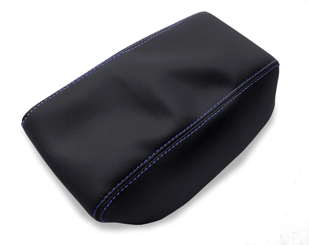 Leather Console Lid Armrest Cover for Hyundai Elantra (2017–2020) Blue Stitch