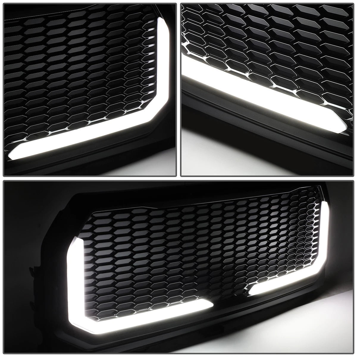 LED Tube Front Bumper Grille for Ford F150 (2015–2017) Honeycomb Mesh