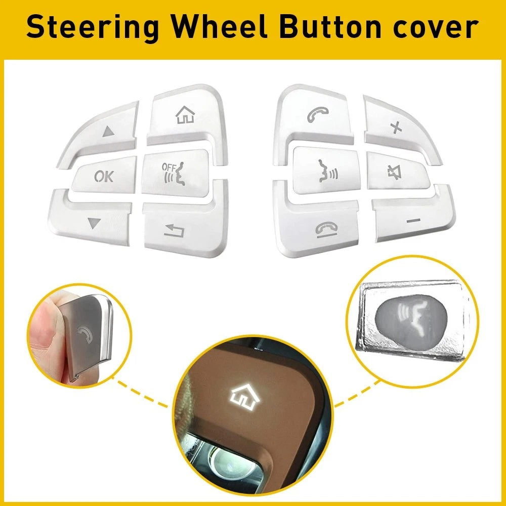 Steering Wheel Silver Button Trim for Mercedes Benz A B C GLA GLS GLE CLS