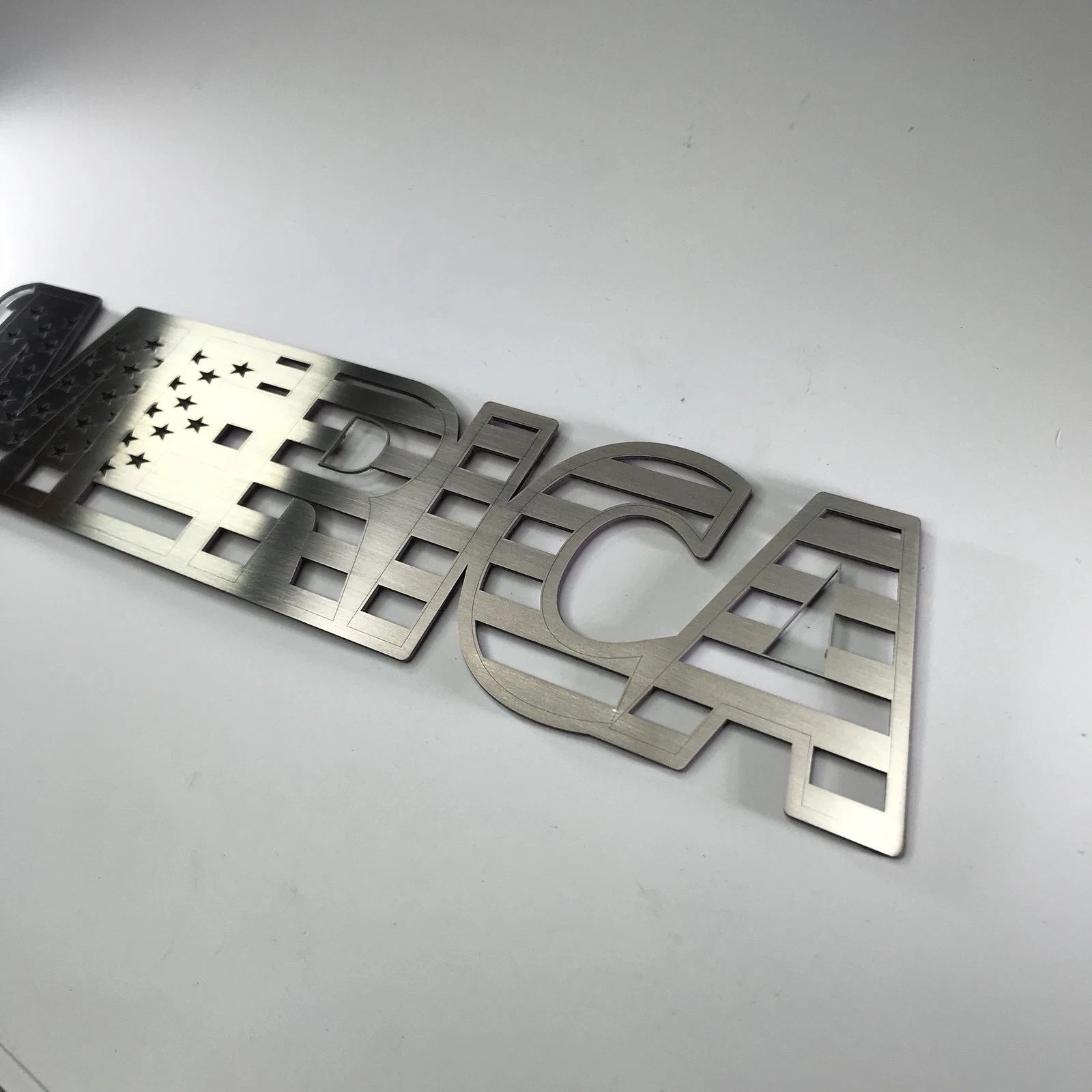 Stainless Steel USA Emblem Adhesive Decal for Cars and Trucks (Brushed)