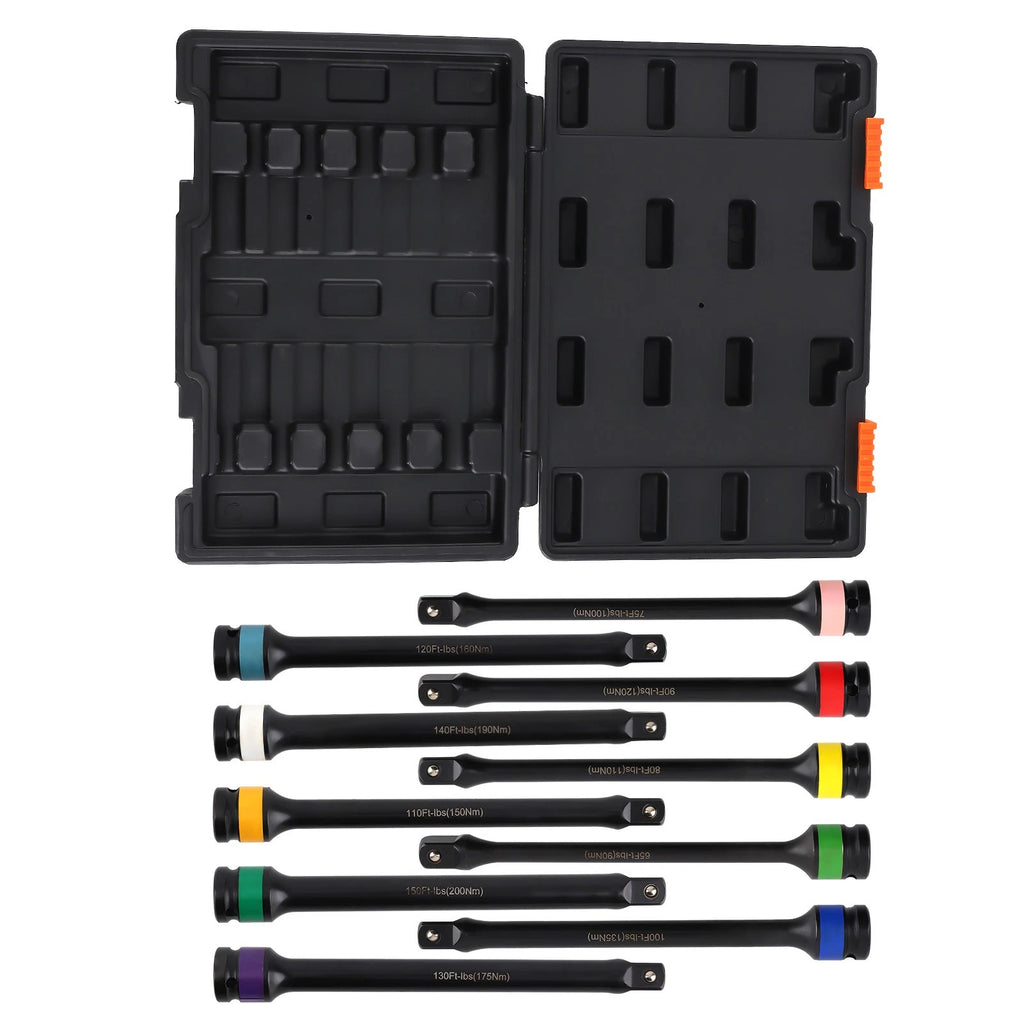 10 Piece Torque Limiting Stick Set for 1/2" Drive (Cr-Mo Steel, 65-150 Ft-Lbs)