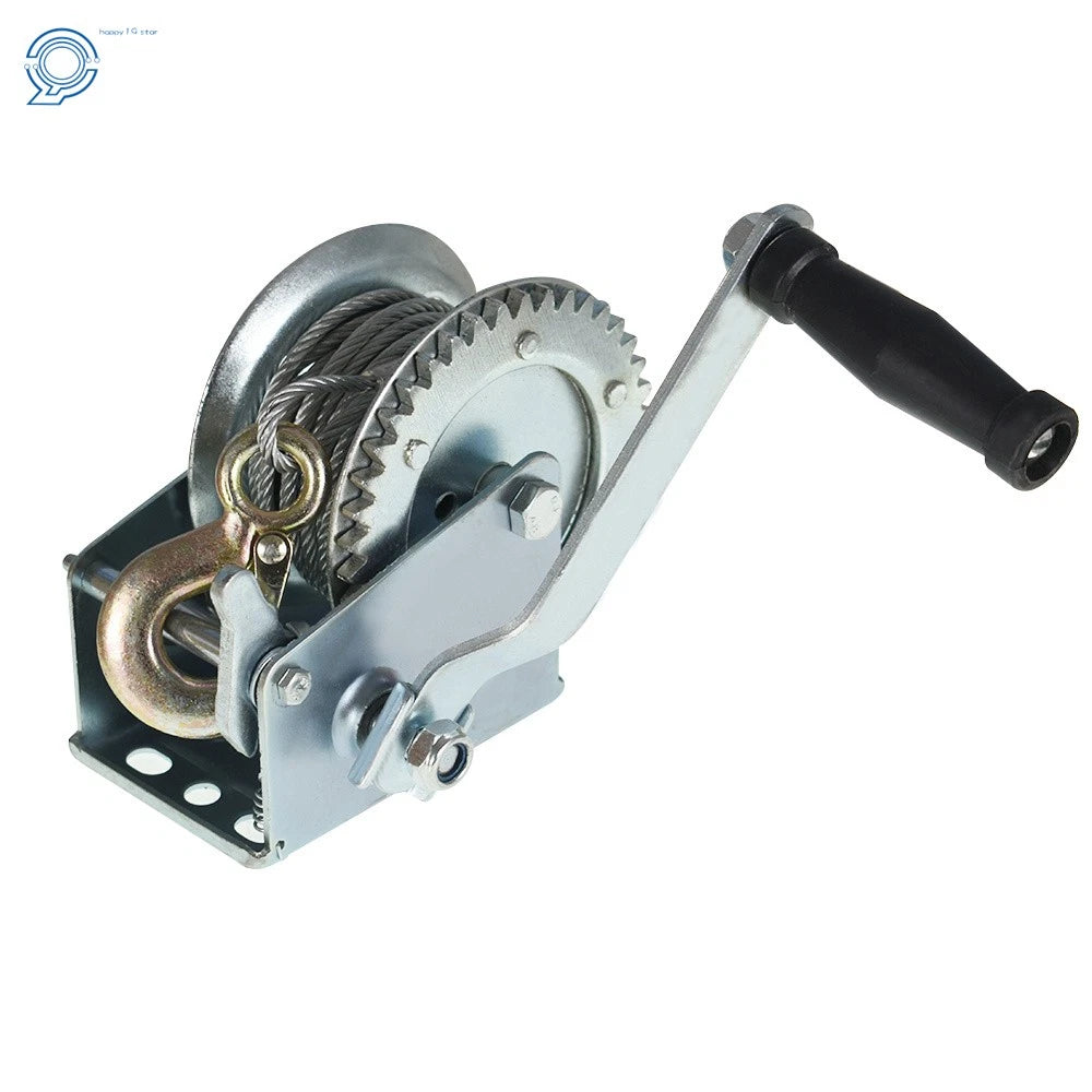 Hand Winch for Boat (1500lbs, Two-Way Adjustable, 10m Cable)