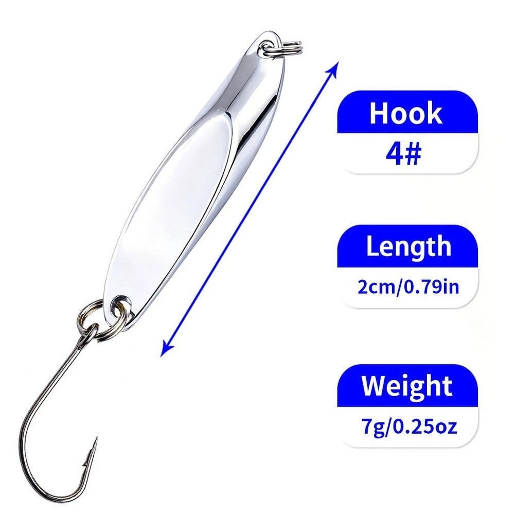 Spinner Bait Lure Set of 4 (1.8cm, 2cm, 4.7cm, 5.3cm, 6.1cm) Silver Gold Finish