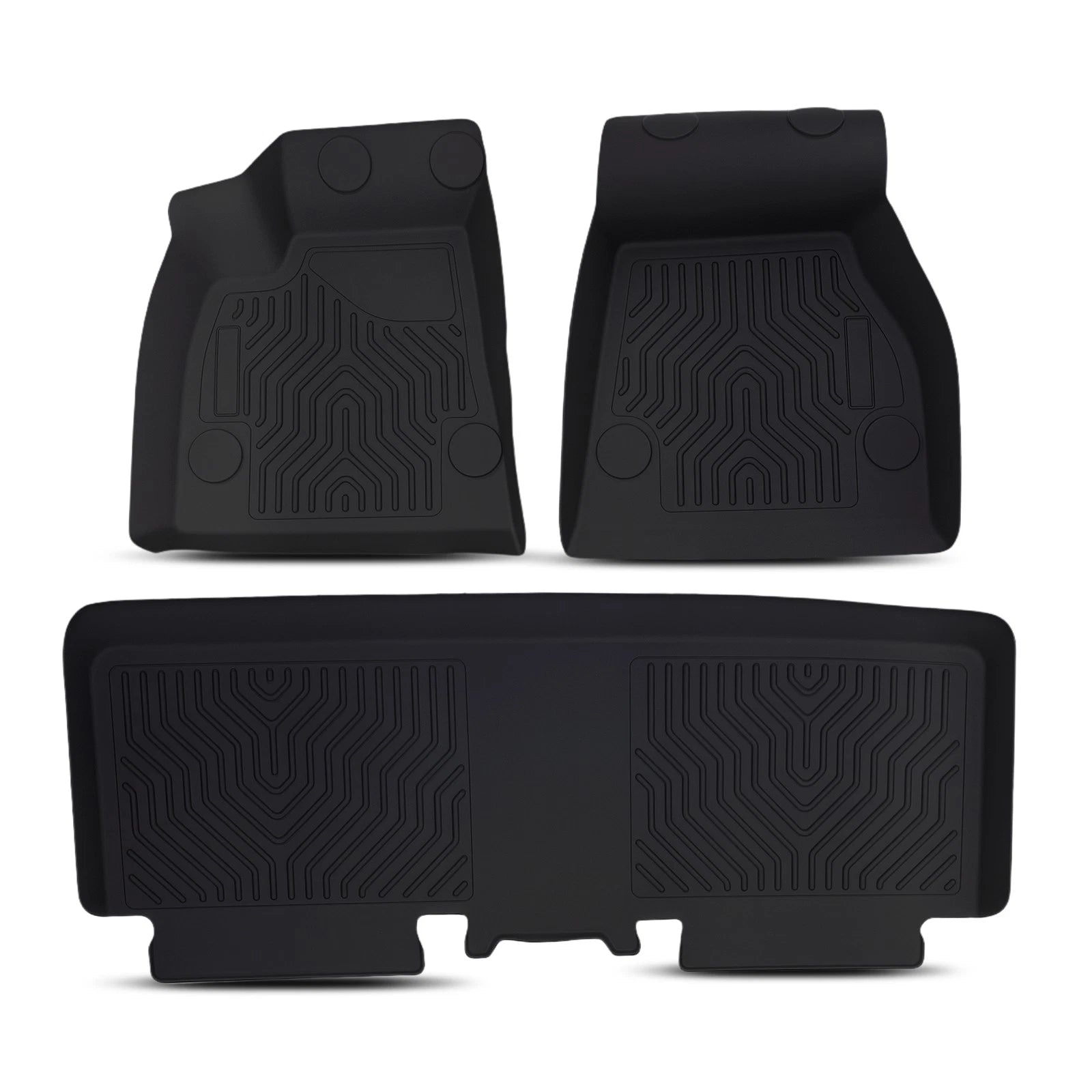 Set of 2 Black All-Weather Floor Mats for Tesla Model S (2015–2020) TPE Waterproof