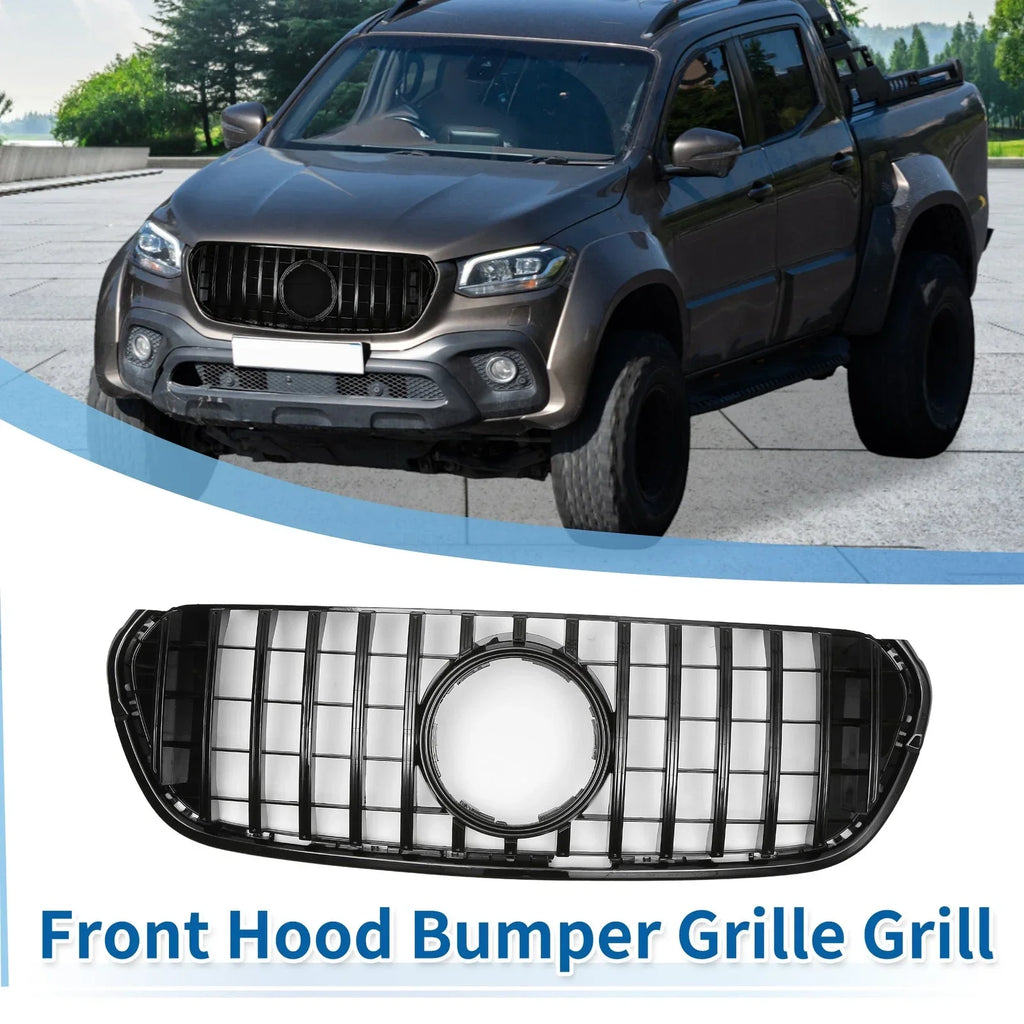 Front Upper Bumper Grille for Mercedes-Benz X-Class W470 (2017-2023) Gloss Black