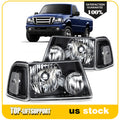 Set of 2 Headlight Assemblies for Ford Ranger (2001–2011) Black Housing