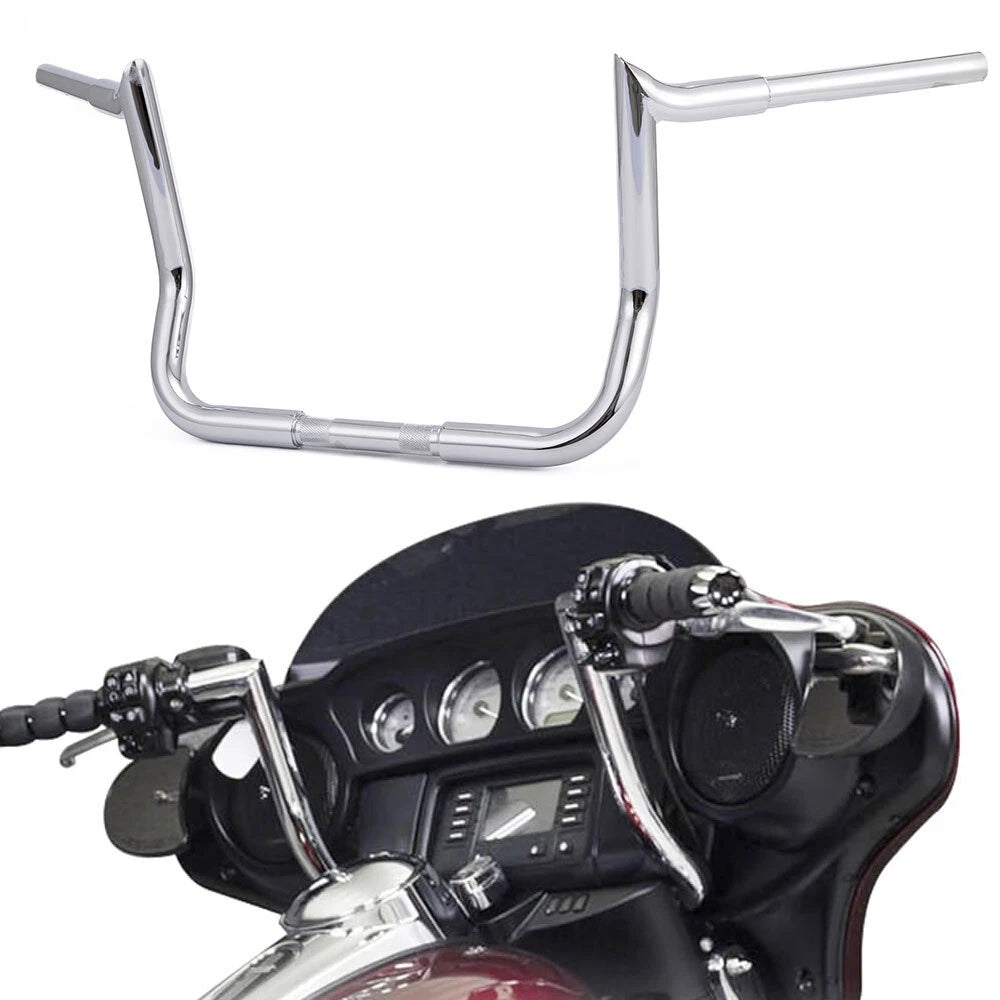 Chrome Meathook Bars 12" Rise Ape Hanger for Harley Touring (1986–2023)