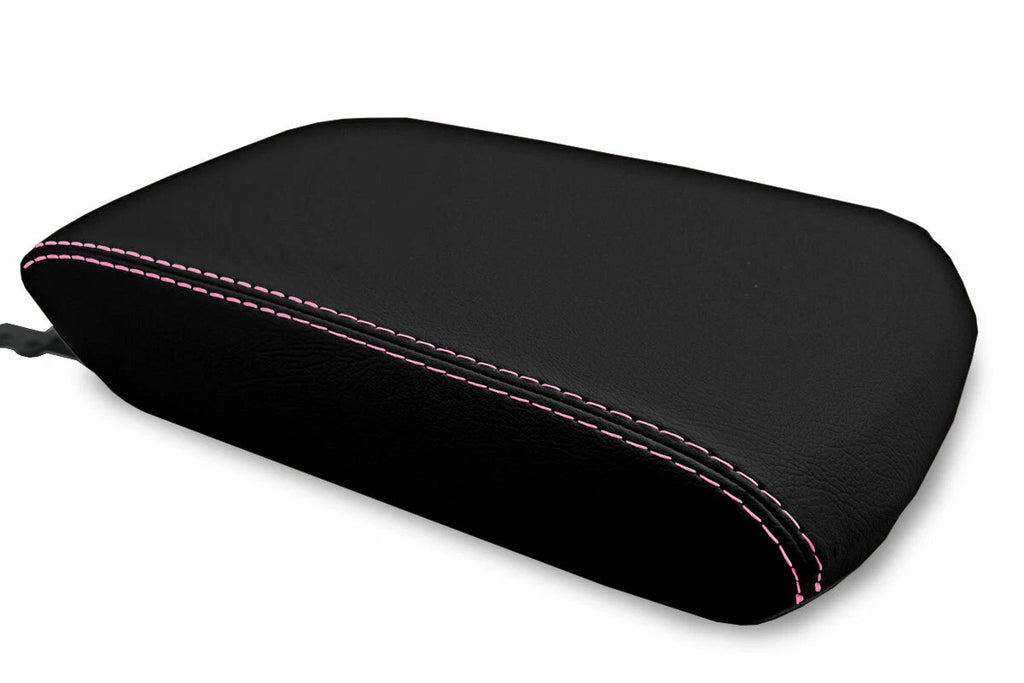 Leather Console Lid Armrest Cover for Toyota 4Runner (2010–2019) Pink Stitch
