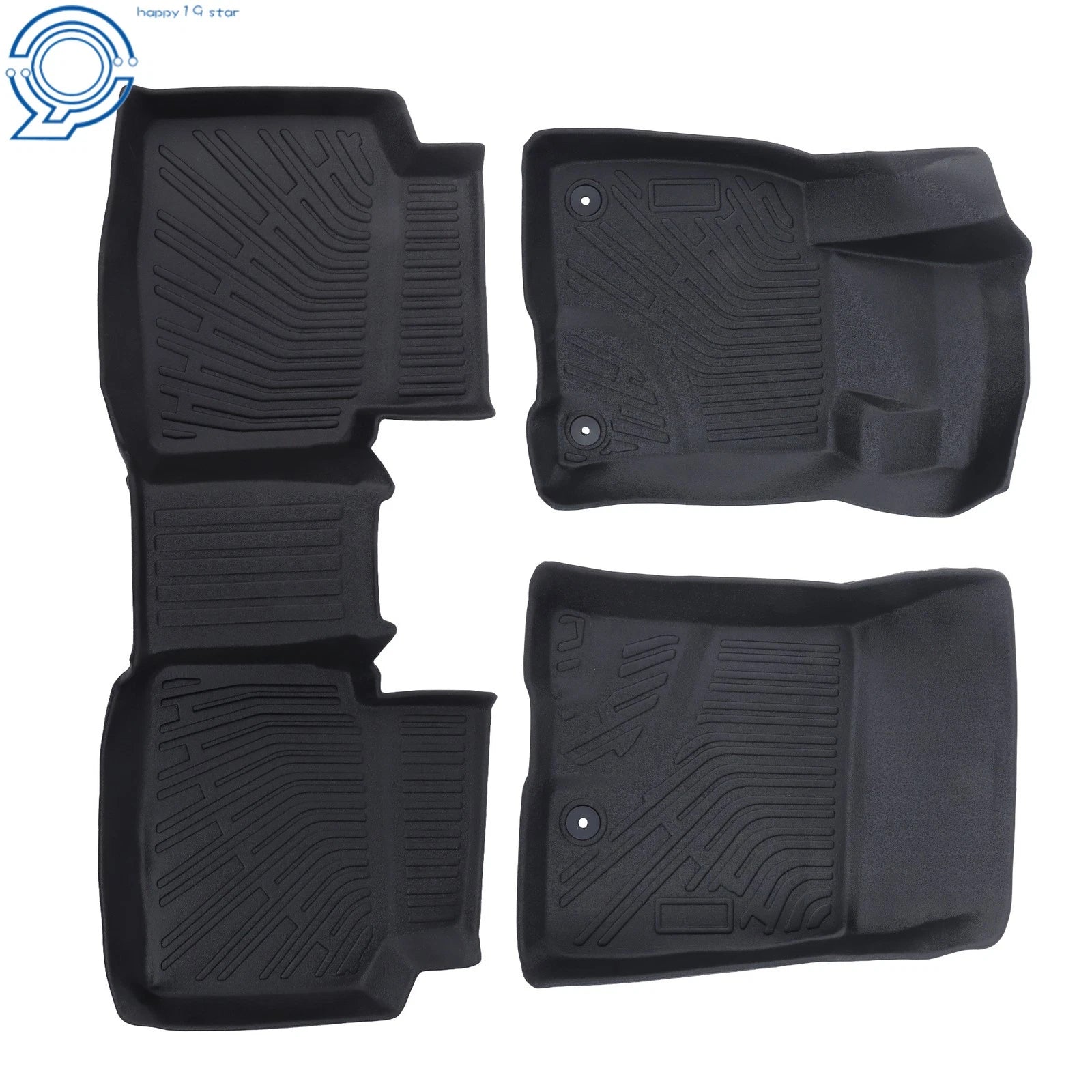 Set of 3 TPE Floor Mats Liner for Ford Escape (2020–2025) All Weather Black