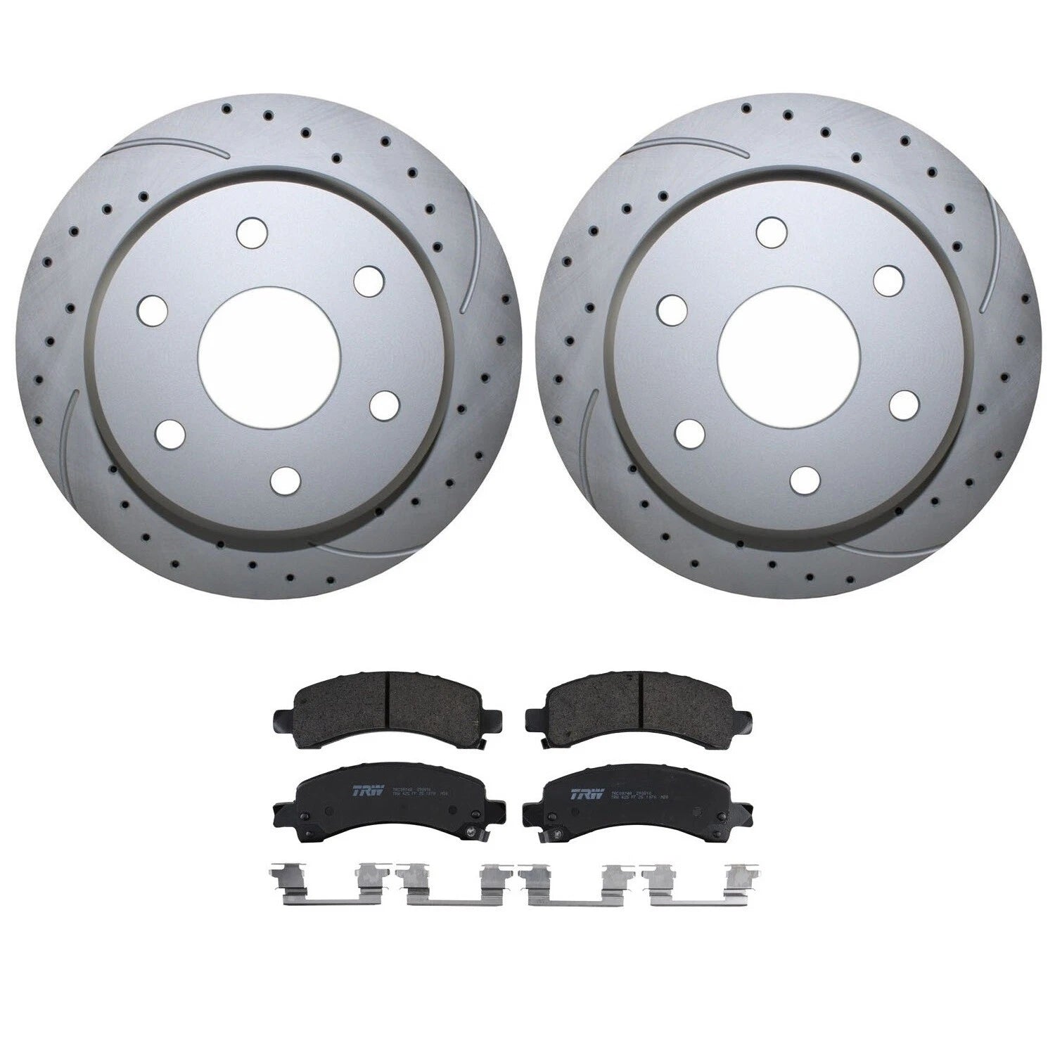 Rear Brake Kit 330mm Drilled Disc TRW Pro Ceramic Pad Set for Cadillac Chevy GMC