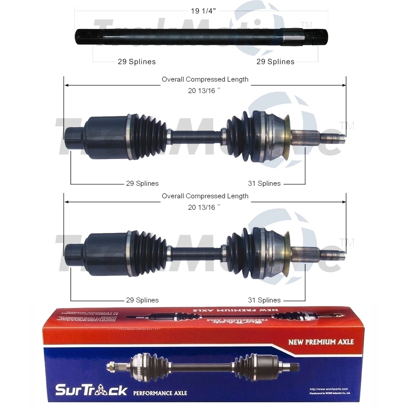 Set of 2 Front CV Axle & Intermediate Shafts for Dodge Durango (2011–2023)