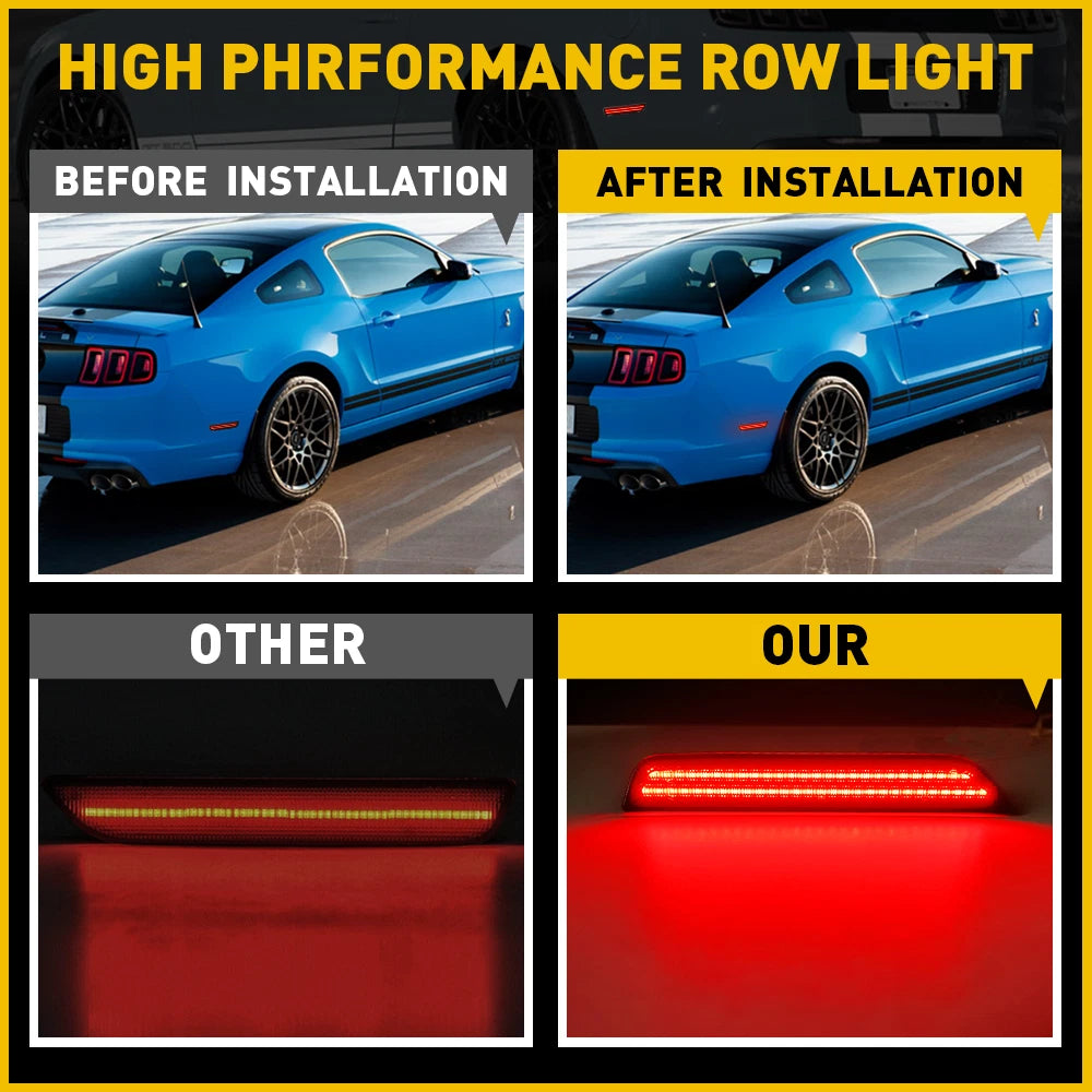 2X Red LED Side Marker Lights Smoked Lens for Ford Mustang (2010–2014)