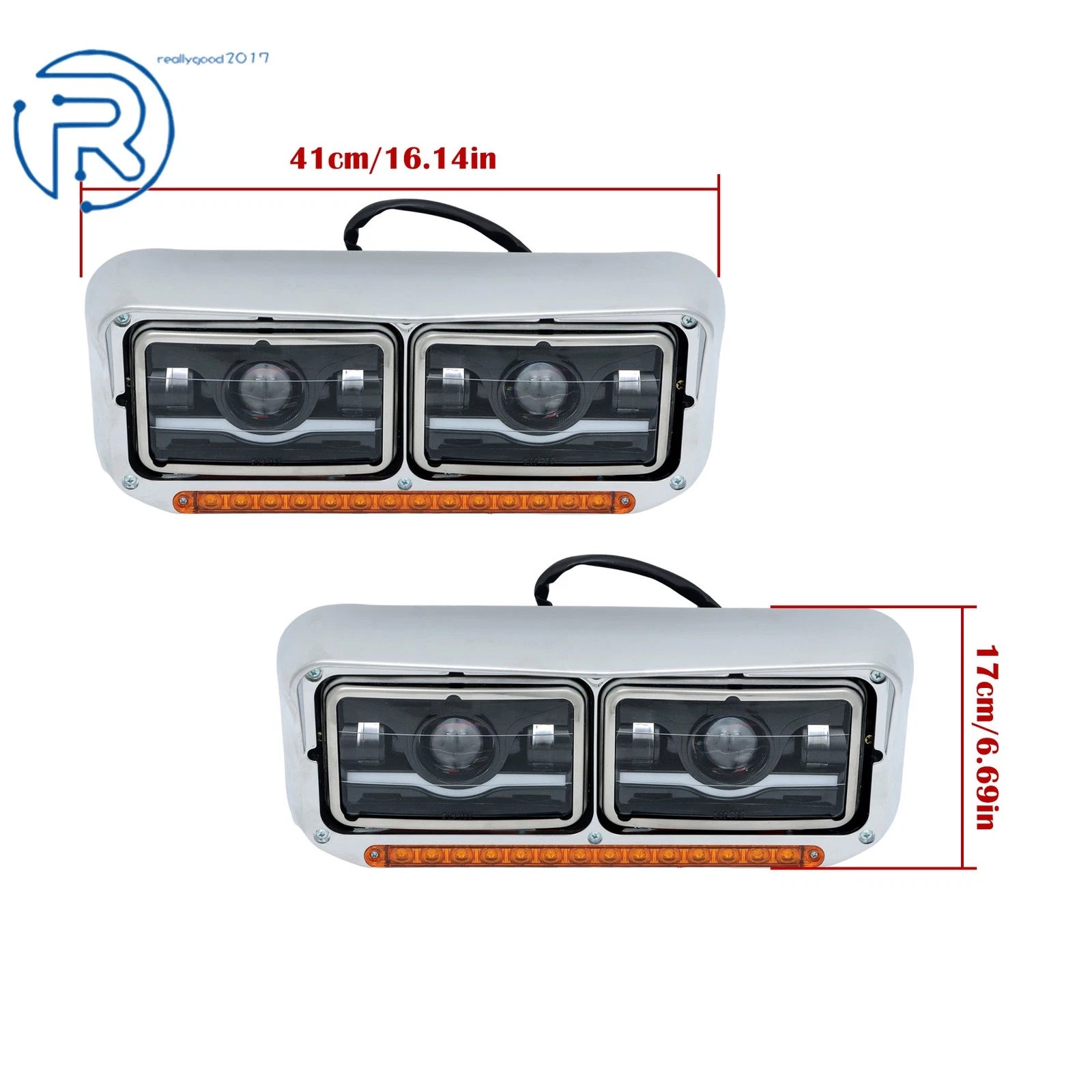 2X LED Projector Headlights for Western Star 4800 & Kenworth W900