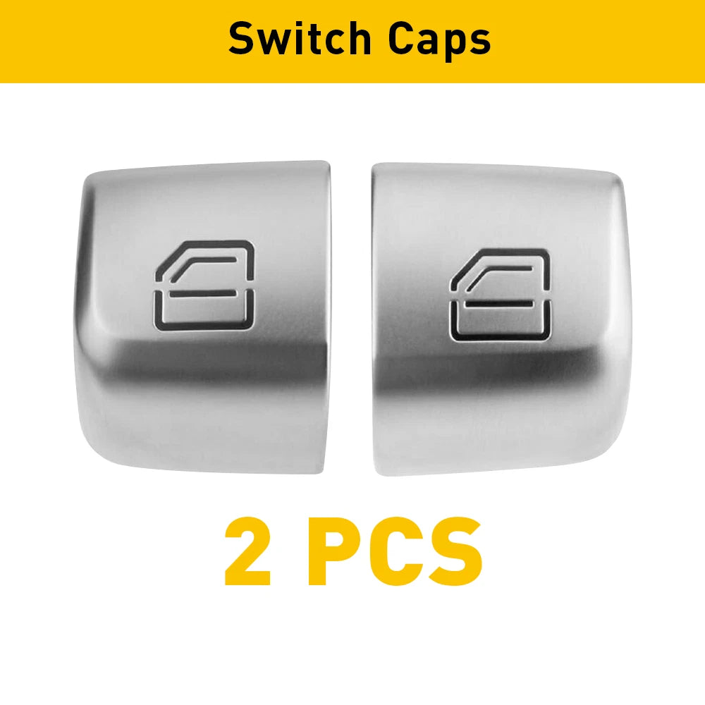 2X Black Window Switch Button Cover for Mercedes-Benz C-Class (2014-2021)
