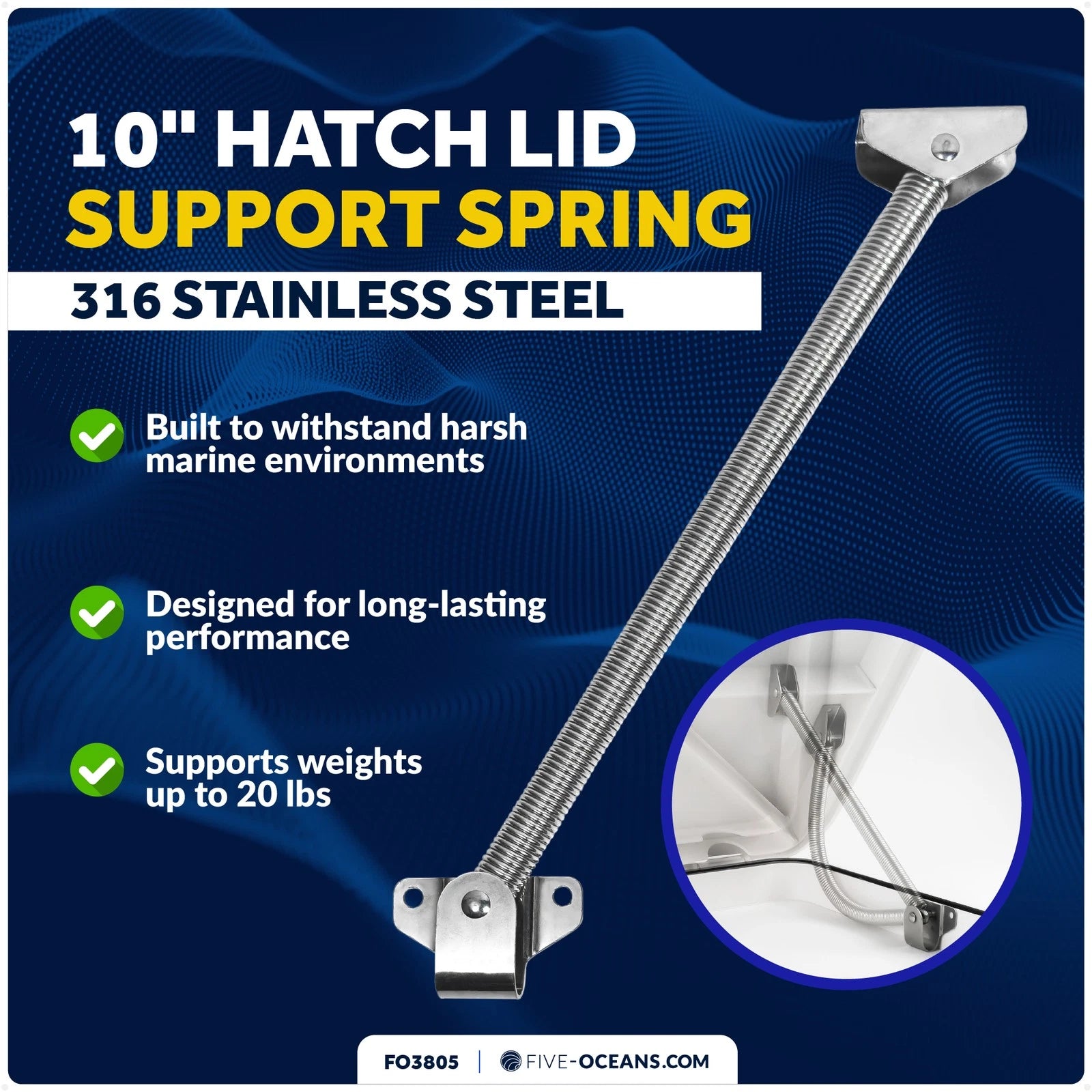 Hatch Lid Support Spring Holder for Five Oceans (10 Inch) - FO3805
