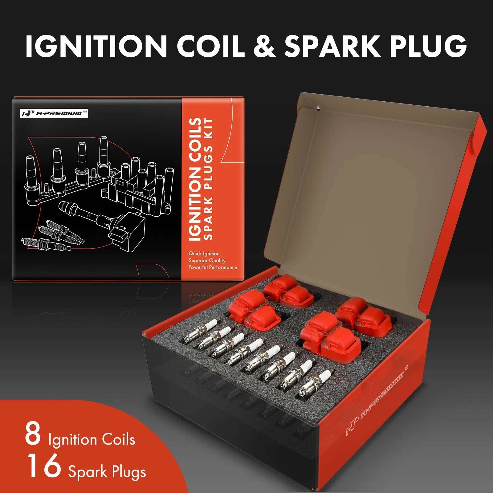 8x Ignition Coil & 16x Iridium Spark Plug for Mercedes-Benz E500 (2003-2009)