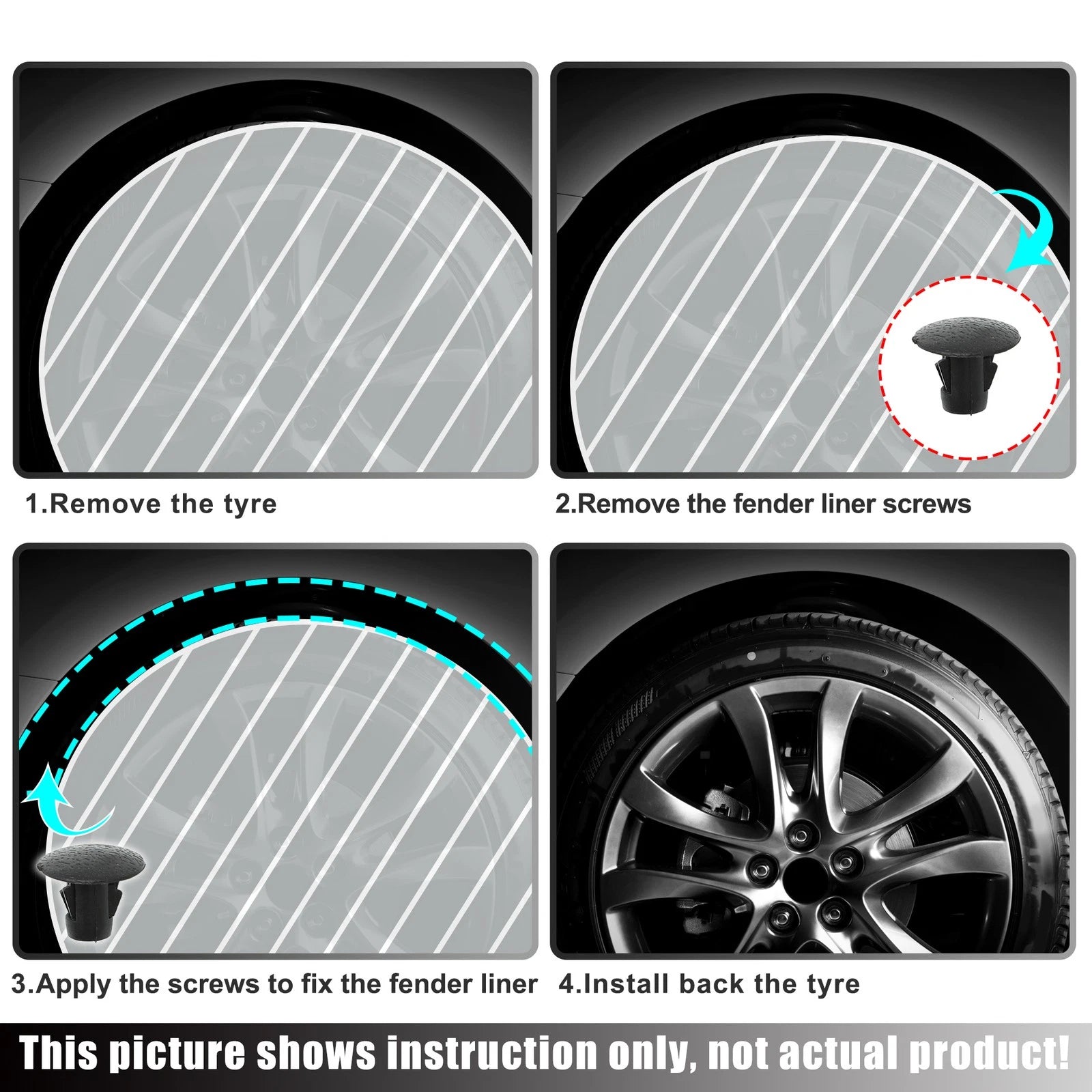 Set of 2 Fender Liners Splash Shields for Toyota Sequoia Tundra (2008–2020)