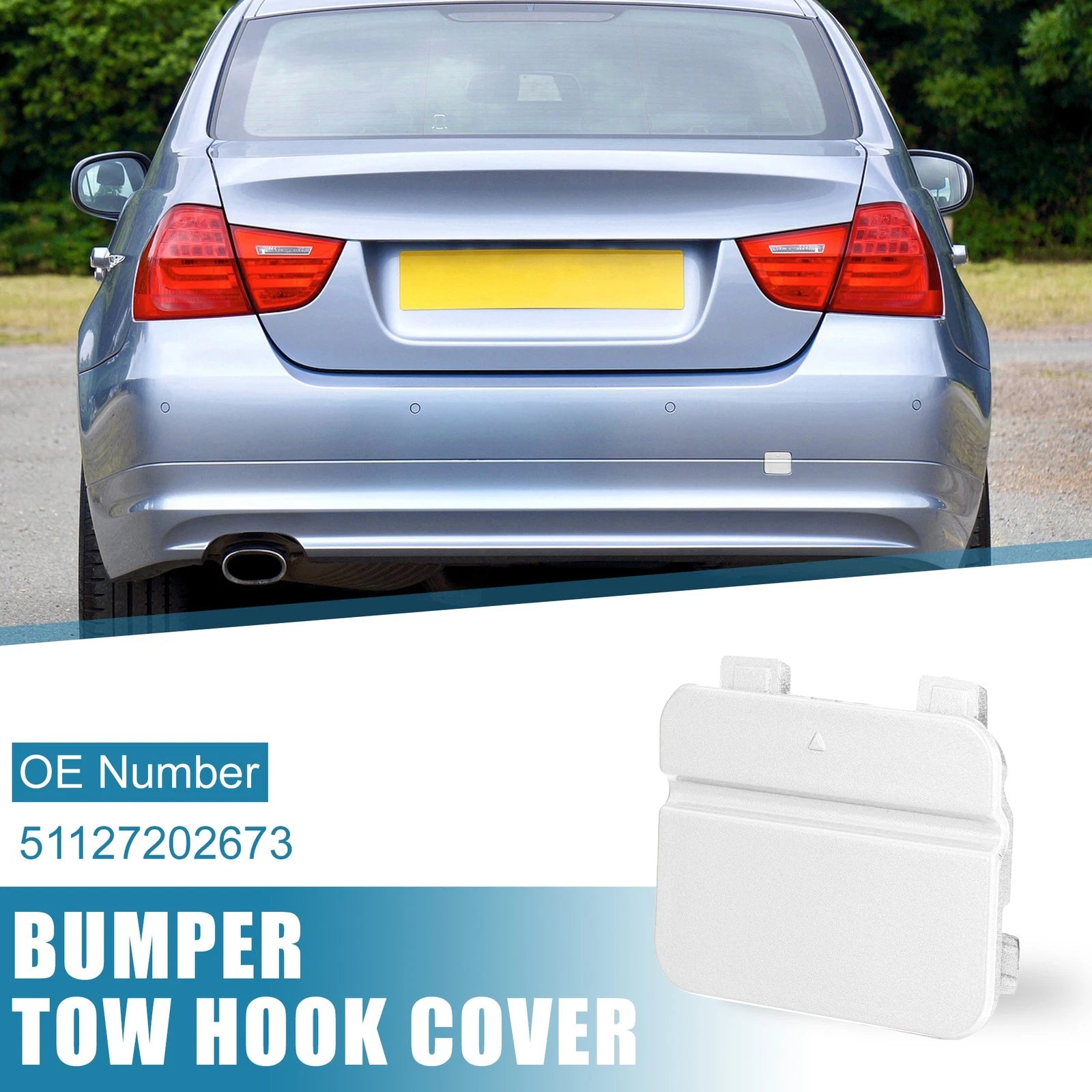 Rear Bumper Tow Hook Cover for BMW 3 Series E90 E91 (2009–2012) 51127202673 White