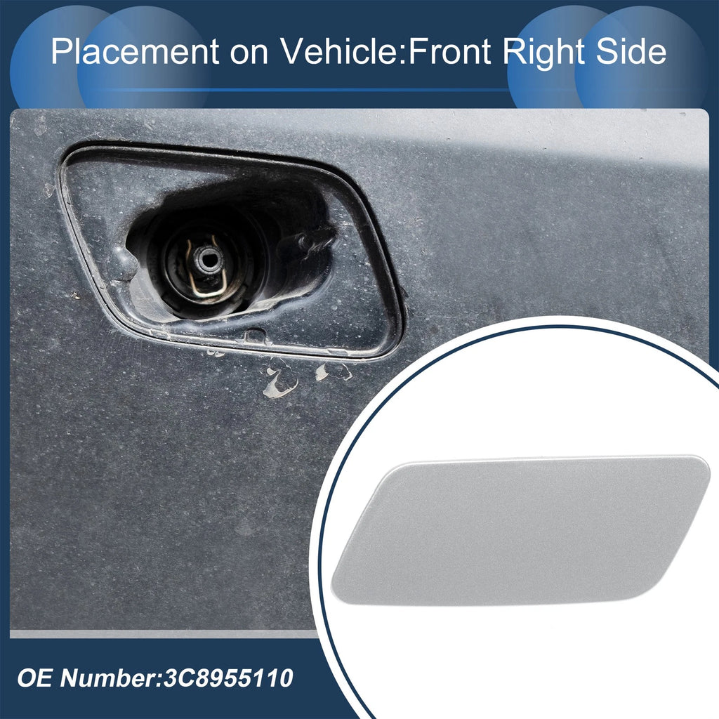 Front Right Washer Nozzle Cover Cap for Volkswagen Passat CC (2008–2012) Silver Tone
