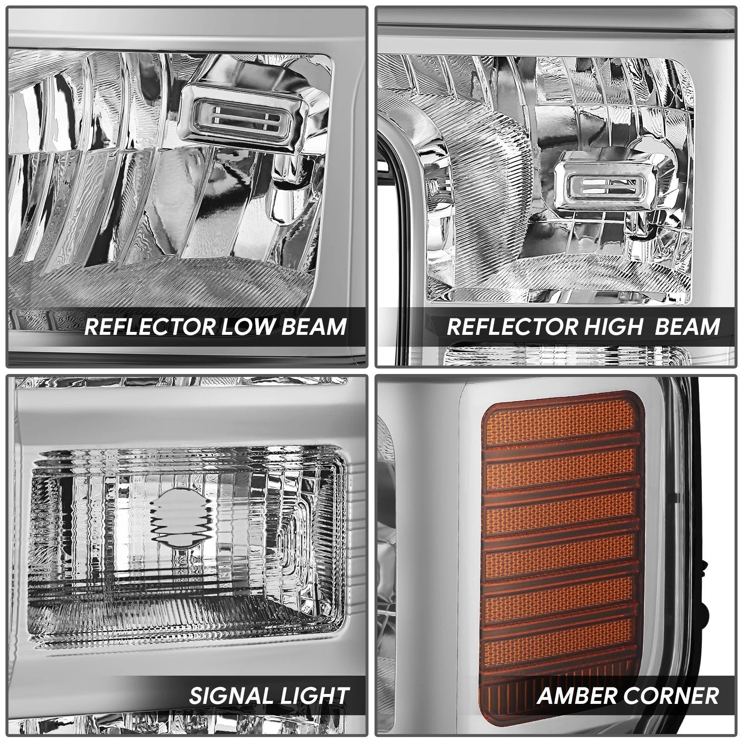 Chrome Amber Driver Left Headlight for Ford F-250 F-350 F-450 F-550 (2020–2022)
