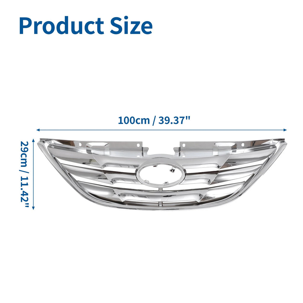 Front Hood Bumper Grille for Hyundai Sonata (2011) No.863503S100 Silver Tone