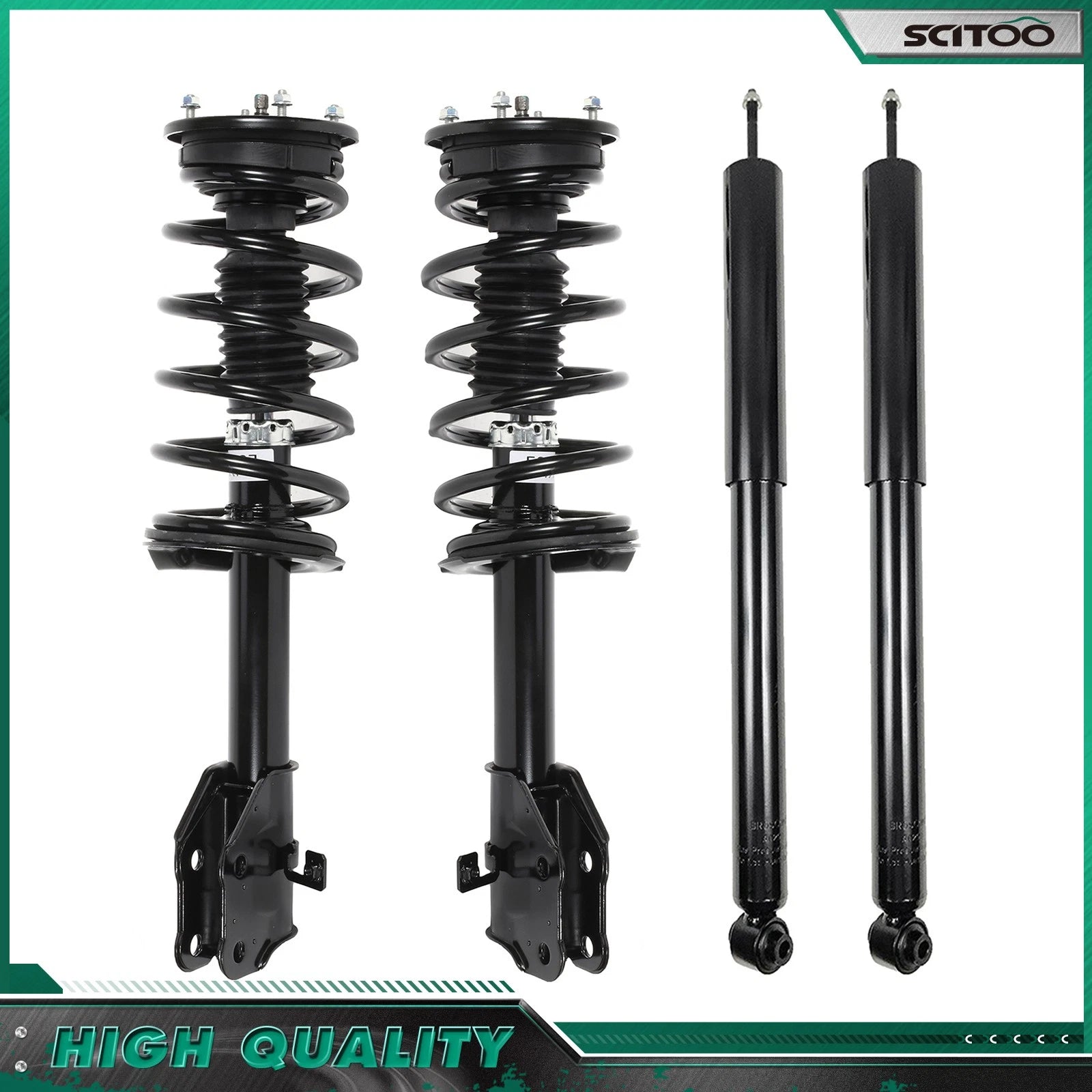 Set of 4 Front Strut Coil & Spring Rear Shock for Ford Edge (2007–2010)