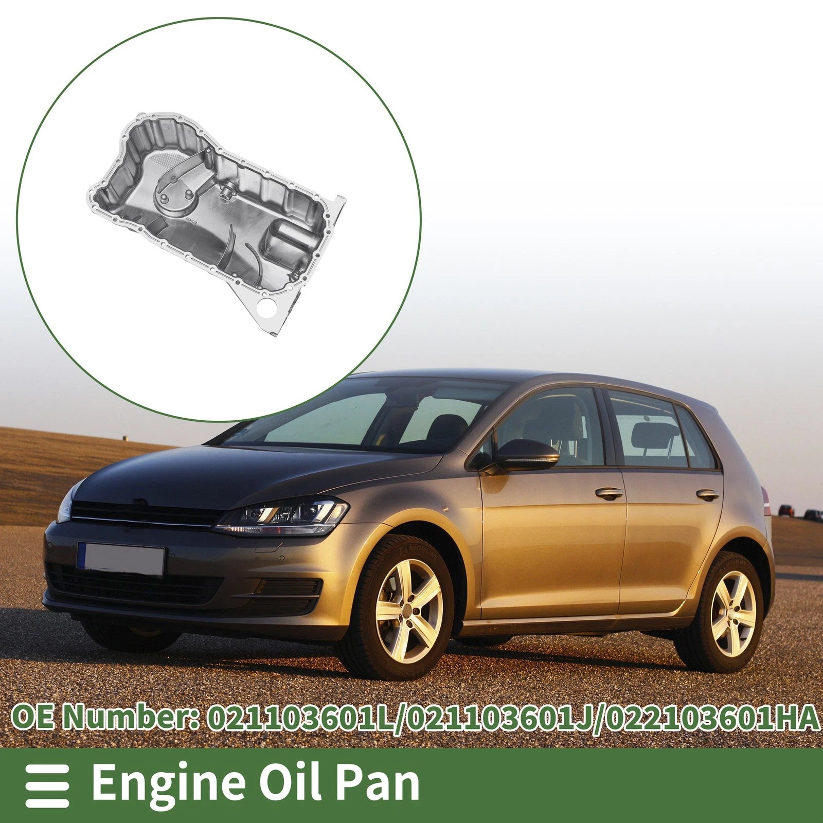 1 Pc Engine Oil Pan for Volkswagen Golf (1999–2005) No.021103601L Aluminum Silver