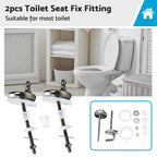 Toilet Seat Fix Fitting for Back to Wall (Stainless, Quick Release Hinges)