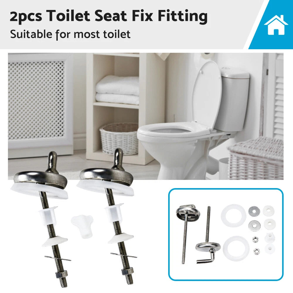 Toilet Seat Fix Fitting for Back to Wall (Stainless, Quick Release Hinges)