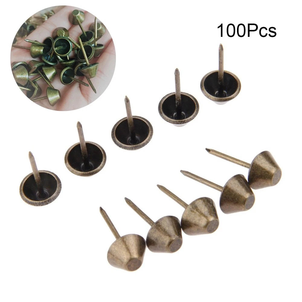 100X Antique Bronze Upholstery Nail Tacks for Jewelry Box Sofa Craft