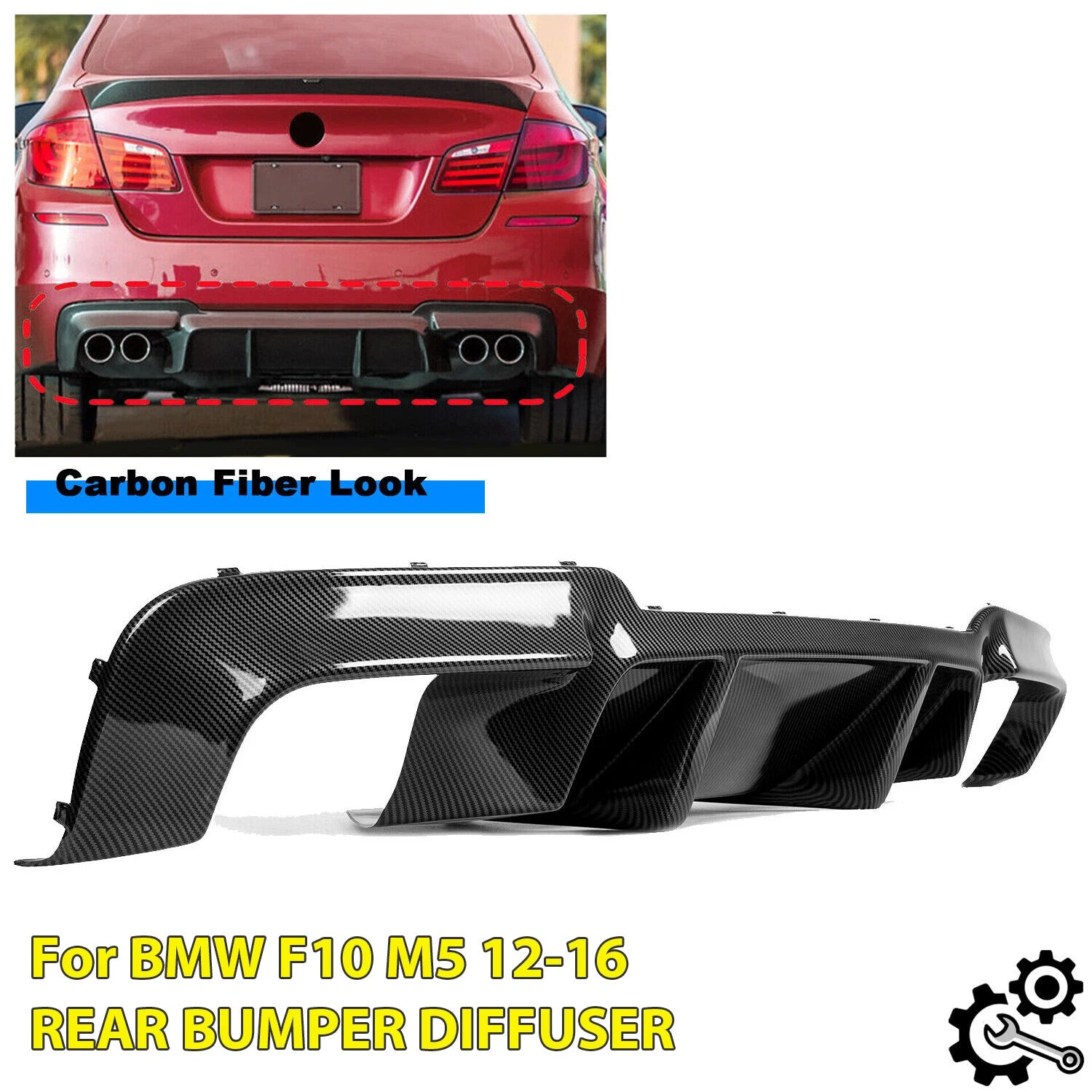 Rear Diffuser for BMW 5 Series F10 M5 (2012–2016) Carbon Fiber DTM Style
