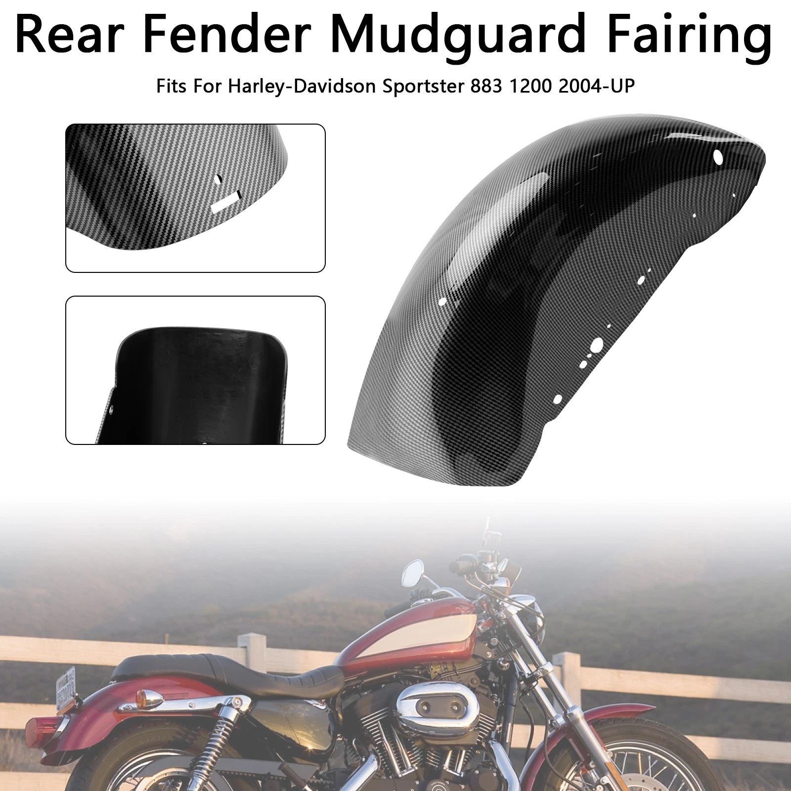 Rear Fender Mudguard Fairing for Sportster 883 1200 (2004–Present) Carbon