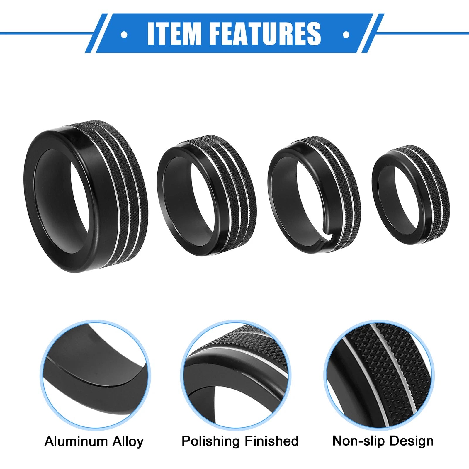5pcs AC Climate Control Knob Ring for Chrysler 300, Dodge Challenger (2005–2023)