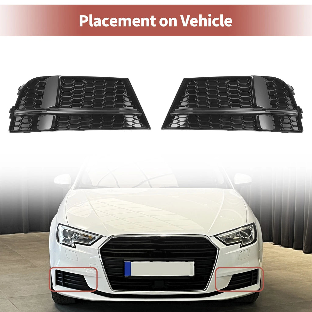 1 Pair Front Fog Light Grill for Audi A3 (2013–2020) No. 8V3807681ABESM/8V3807682NESM