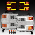 Sequential LED DRL Projector Headlights for Chevy Silverado 2500HD 3500HD (2015–2019)