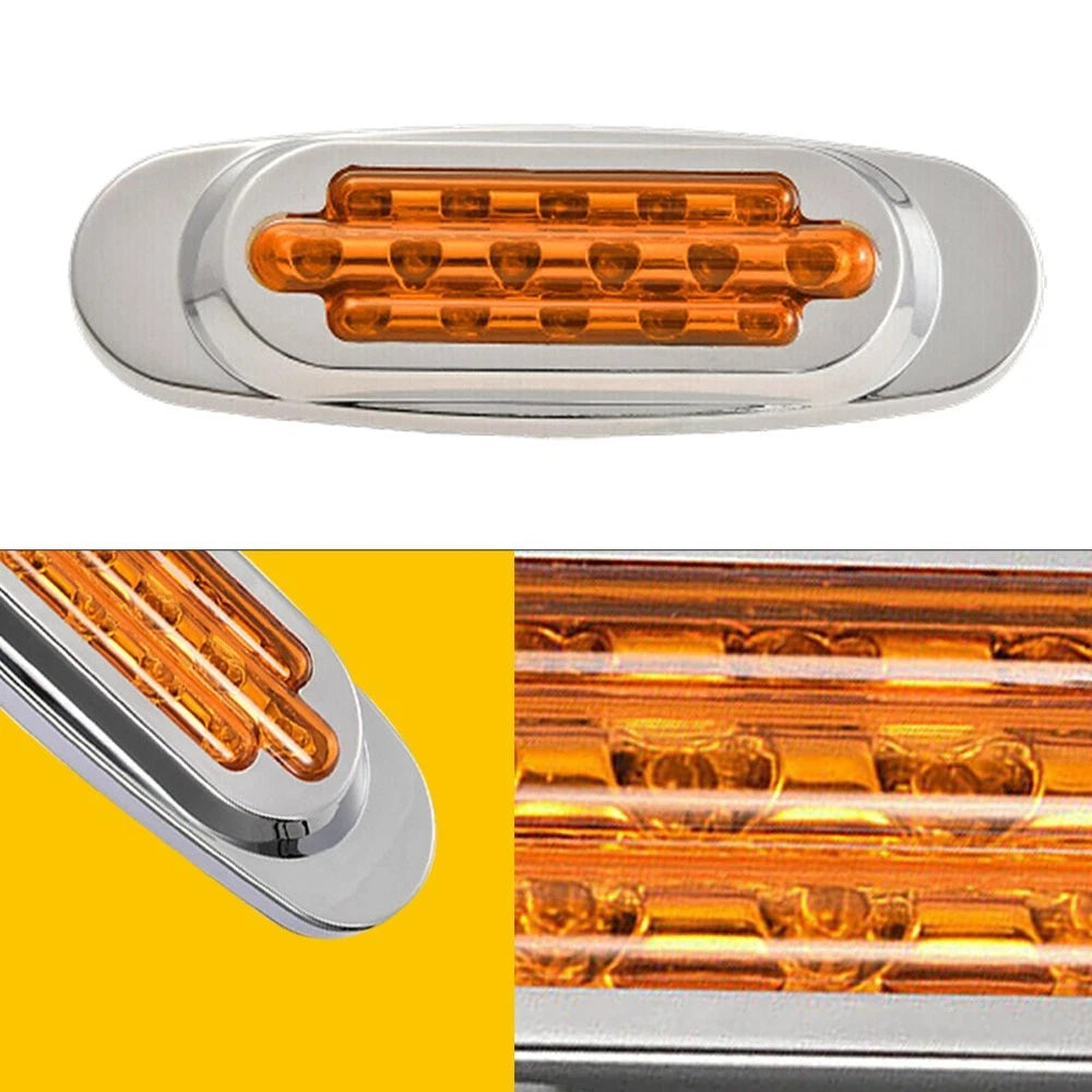 2X Amber LED Side Clearance Marker Lights for Universal Trucks/RVs (12V 24V)
