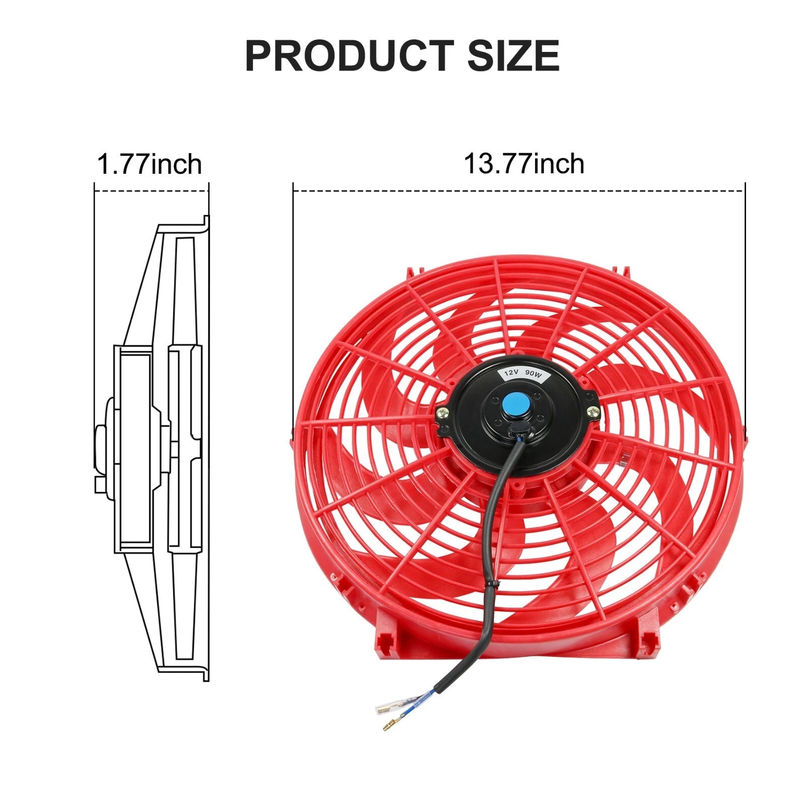 12V 14" Universal Slim Electric Radiator Cooling Fan Kit