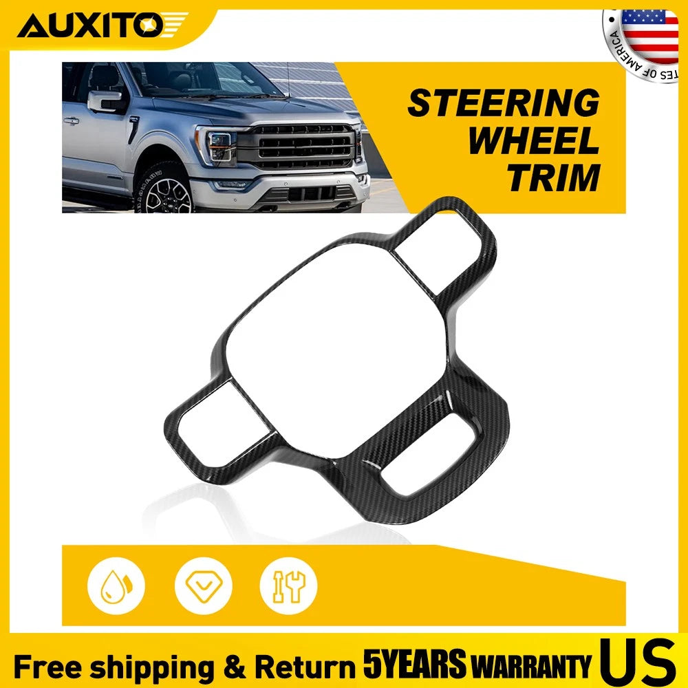 Steering Wheel Panel Cover Trim for Ford F150 (2021–2023) Carbon Fiber