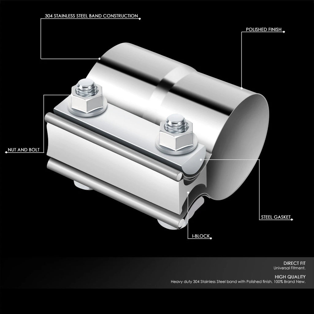 2" Lap Joint Exhaust Band Clamp for Universal Applications (T304 Stainless Steel)