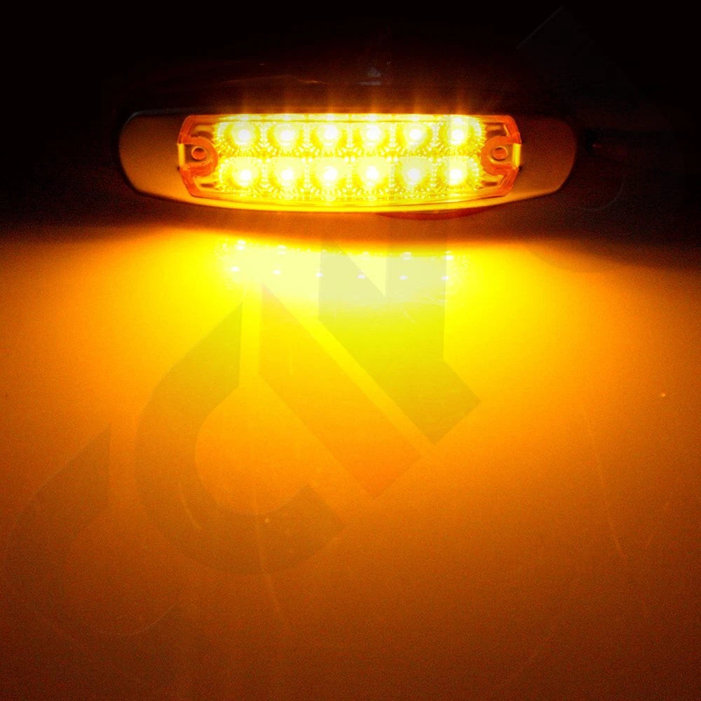 Set of 2 Amber & 2 Red LED Side Marker Lamps for Trailer (12 LED)
