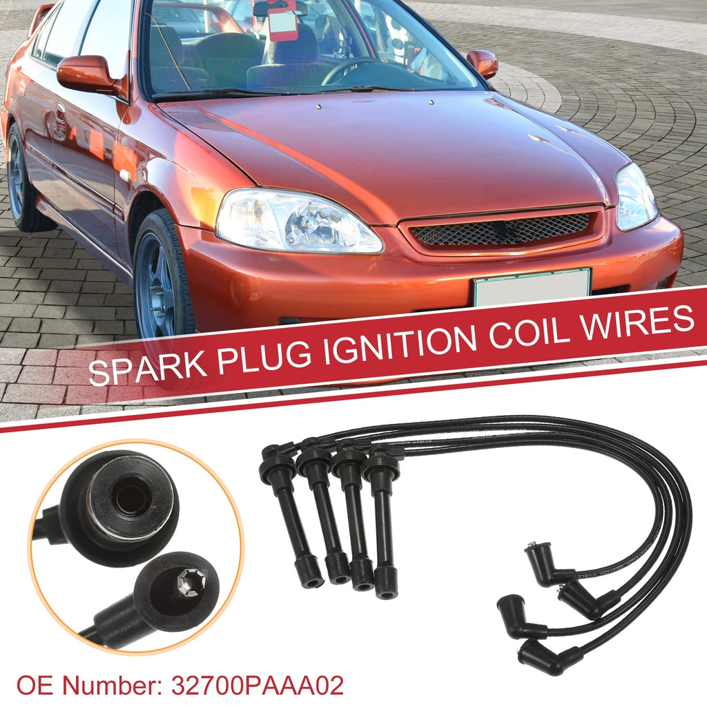 Set of 4 Spark Plug Wire Ignition Coil Cables No. 32700PAAA02 for Honda Accord (1994–2002)