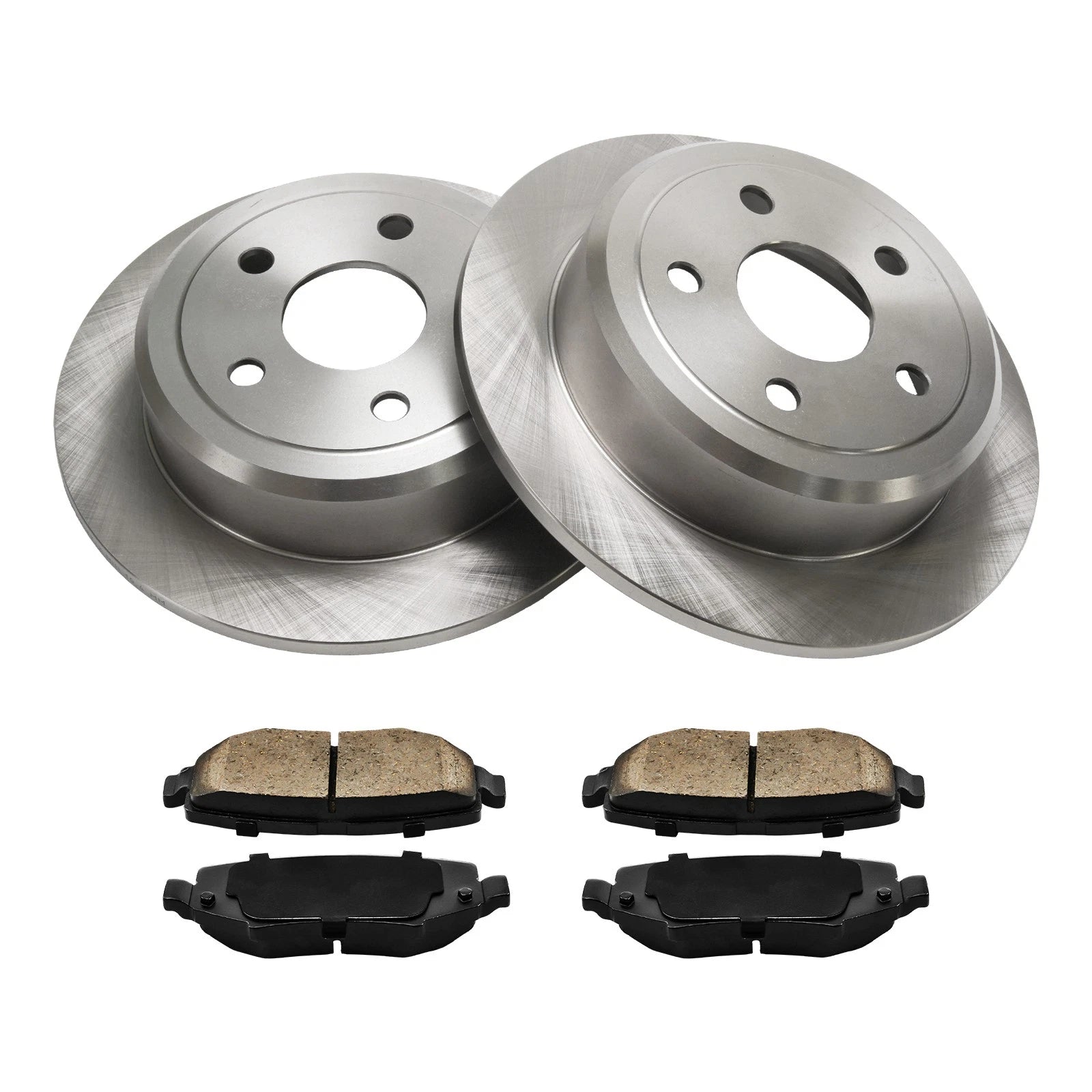 Rear Solid Brake Rotors and Ceramic Pads Set for Jeep Wrangler (2007–2018)