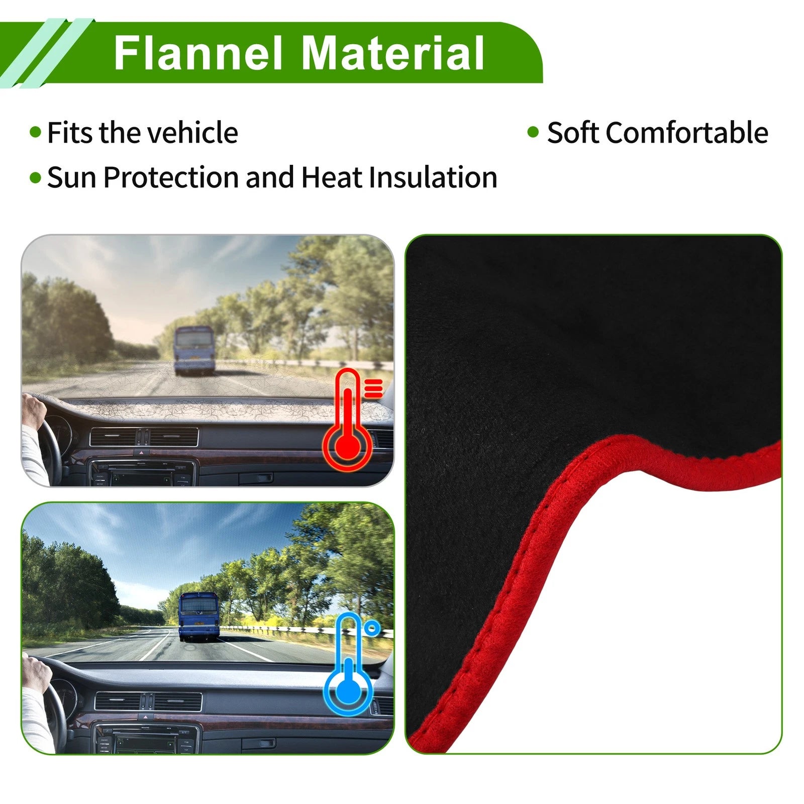 Dashboard Cover for Suzuki Alto (2019–2022) Black Red Trim Flannel 1 Pc