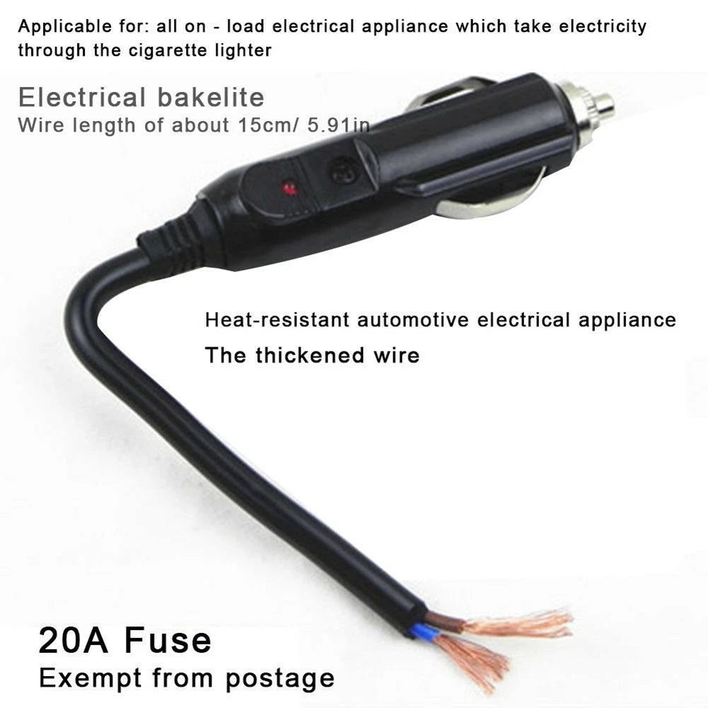 12V Fused Power Connector with Red LED for Car Van Motor RV Boat