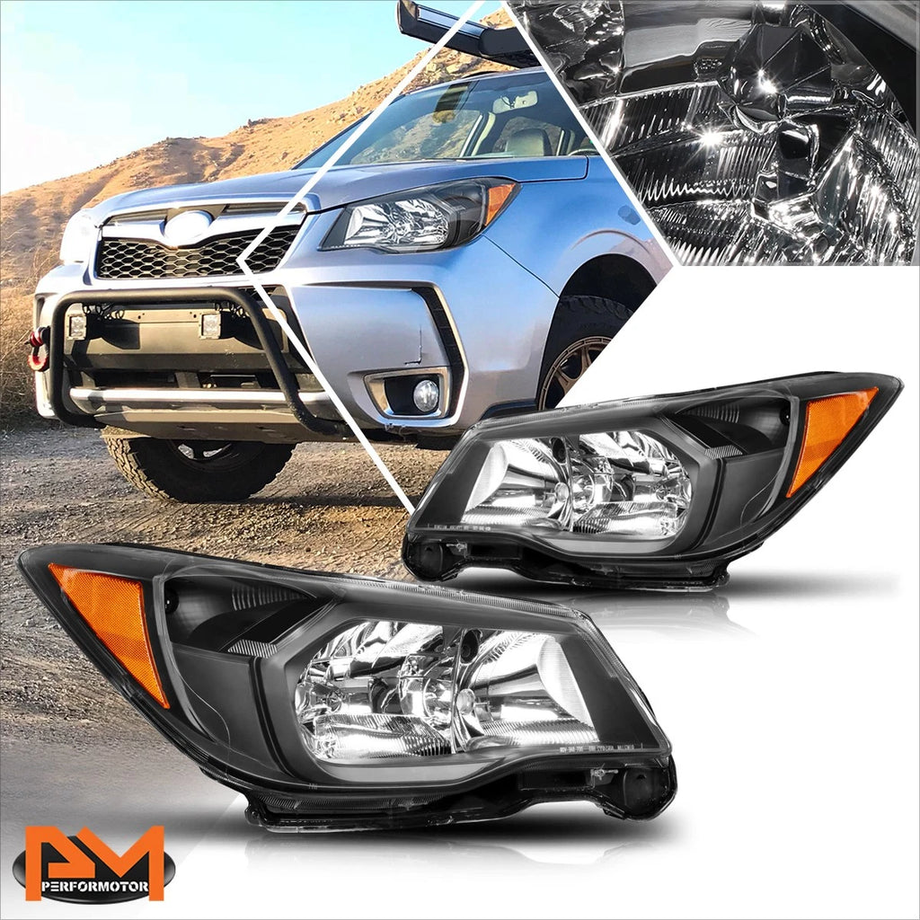 OE Headlight Lamps for Subaru Forester (2014–2016) Black Housing Amber Corner