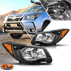 OE Headlight Lamps for Subaru Forester (2014–2016) Black Housing Amber Corner
