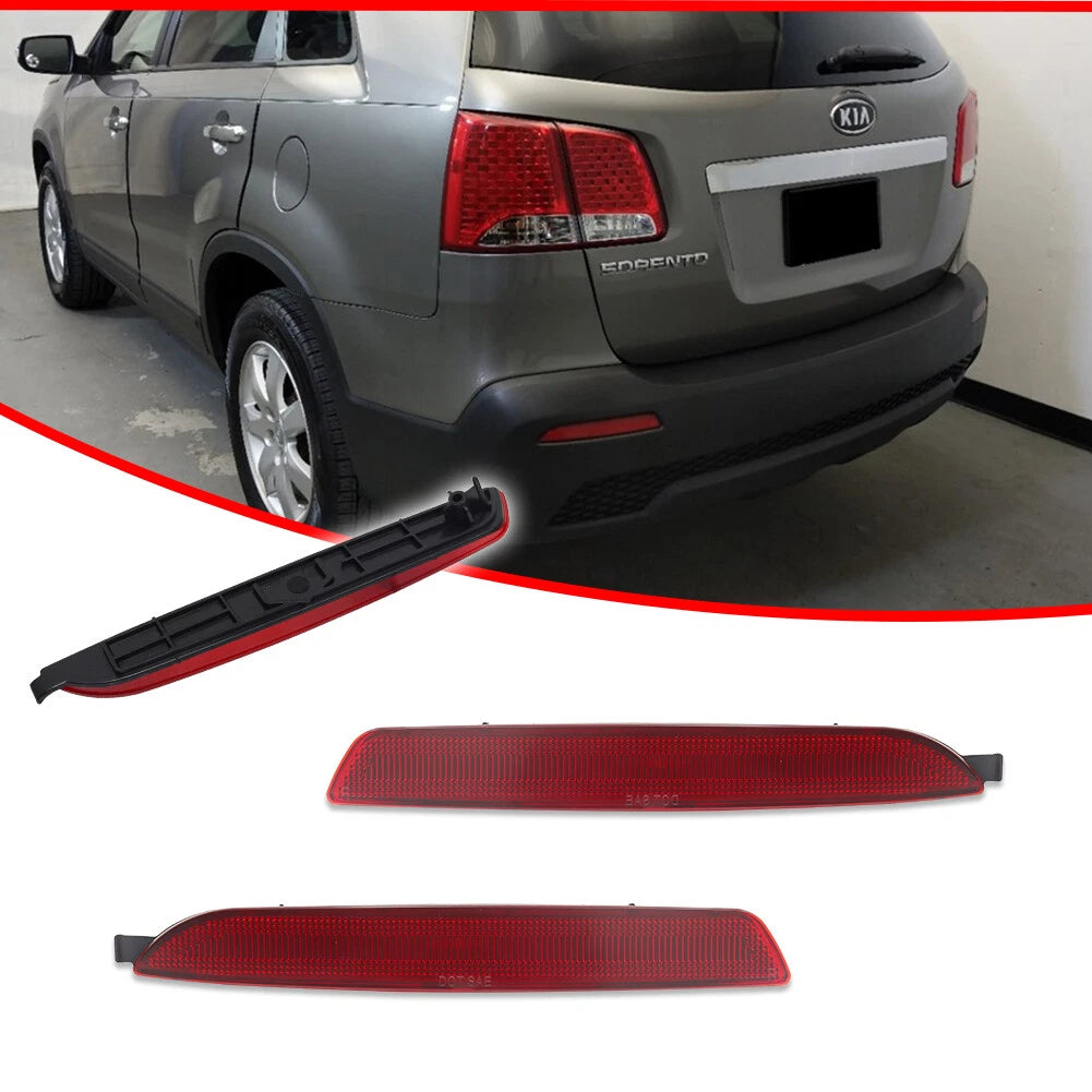 2X Red Lens Rear Bumper Reflector Lights for Kia Sorento (2011–2013)