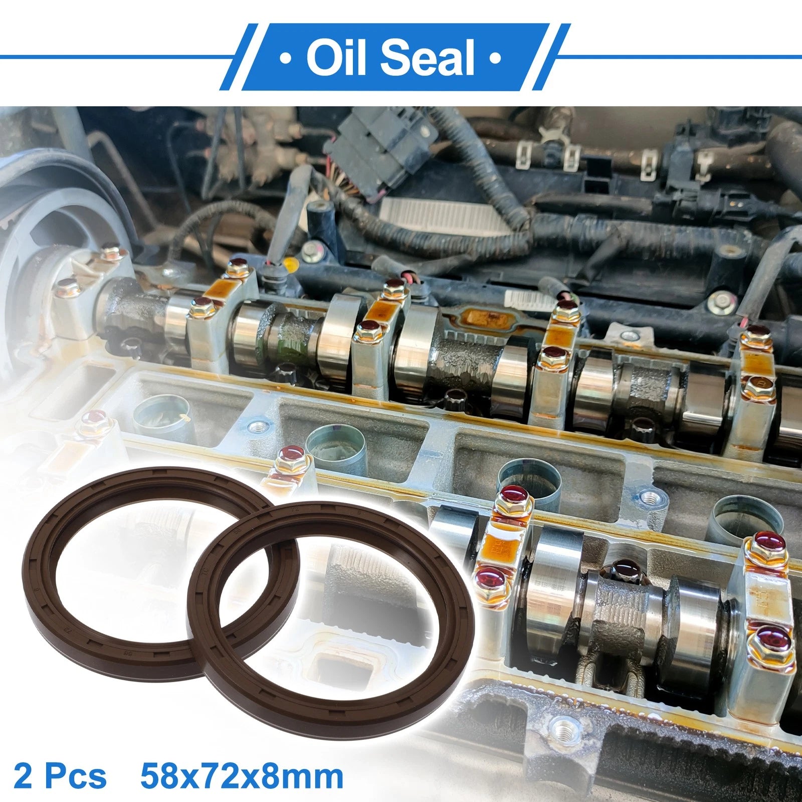 2X Oil Seal Rotary Shaft Seal FKM Rubber 58x72x8mm for Various Models 