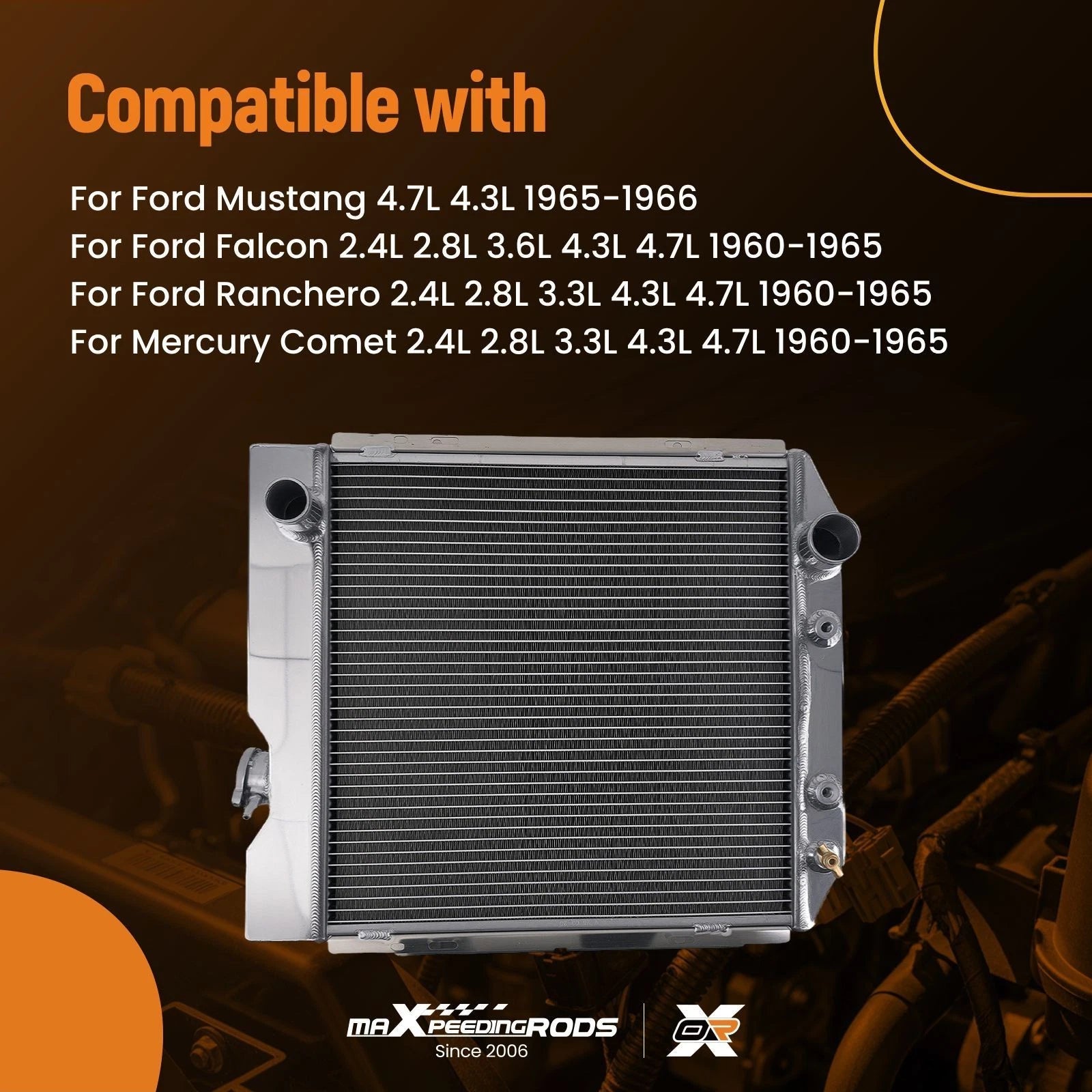 3 Row Aluminum Radiator for Ford Mustang (1965-1966)